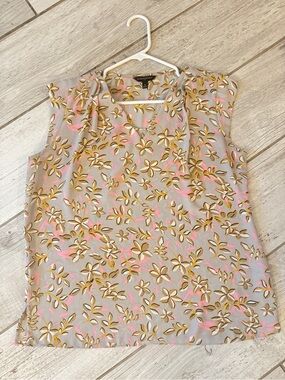 Banana Republic Taupe Sleeveless Camisole with Pink and Gold Floral Print